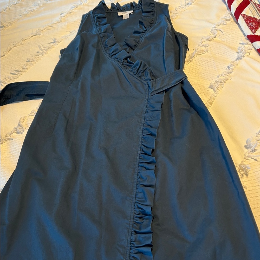 Cute! Navy Ruffle Midi Dress - Picture 2 of 8